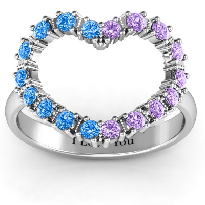 Floating Heart with Stones Ring - The Name Jewellery™