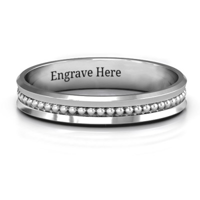 Forge Beaded Groove Bevelled Women's Ring - The Name Jewellery™