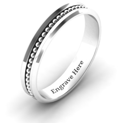 Forge Beaded Groove Bevelled Women's Ring - The Name Jewellery™