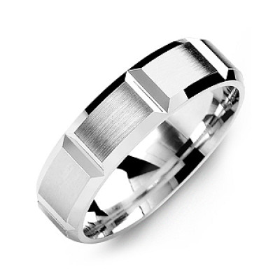 Grooved Men's Ring with Brushed Surface - The Name Jewellery™