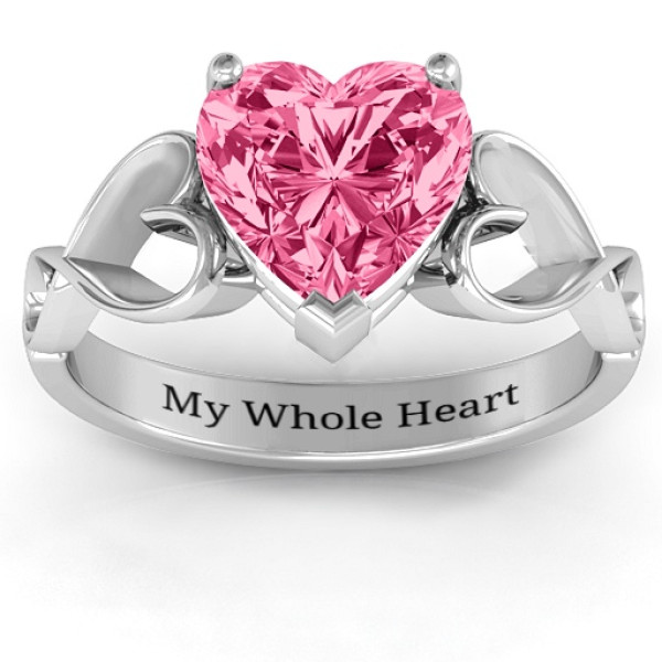 Heart Shaped Stone with Interwoven Heart Infinity Band Ring - The Name Jewellery™