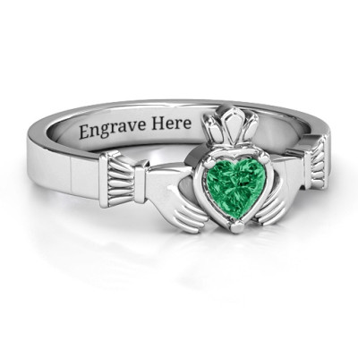 Heart Stone Claddagh Ring - The Name Jewellery™