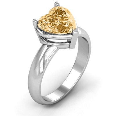Heart Stone in a Double Gallery Setting Ring - The Name Jewellery™