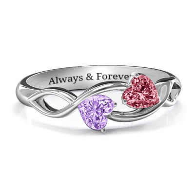 Heavenly Hearts Ring with Heart Gemstones - The Name Jewellery™