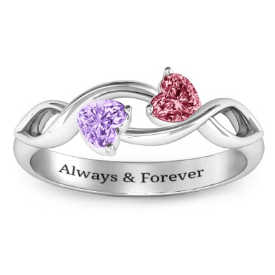 Heavenly Hearts Ring with Heart Gemstones - The Name Jewellery™