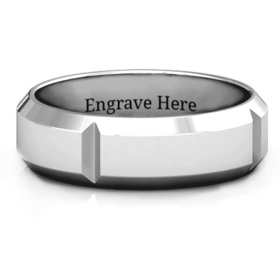 Hercules Quad Bevelled and Grooved Men's Ring - The Name Jewellery™