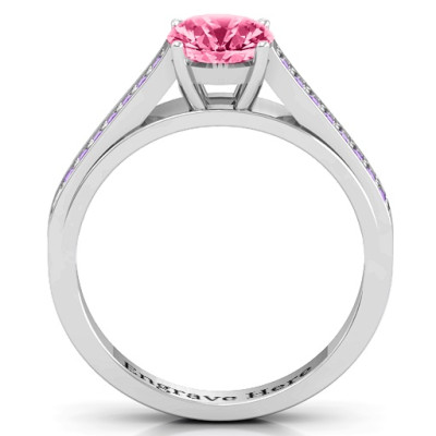 Large Round Solitaire Ring with Channel Set Accents - The Name Jewellery™