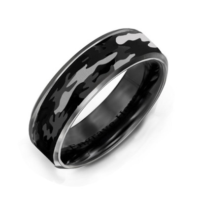 Men's Black Camouflage Tungsten Ring - The Name Jewellery™