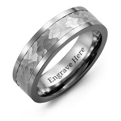 Men's Hammered Tungsten Band Ring - The Name Jewellery™