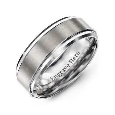 Men's Tungsten Brushed Centre Ring - The Name Jewellery™