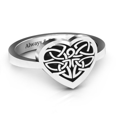 Oxidized Silver Celtic Heart Ring - The Name Jewellery™