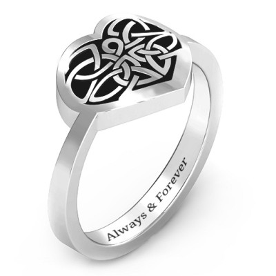 Oxidized Silver Celtic Heart Ring - The Name Jewellery™