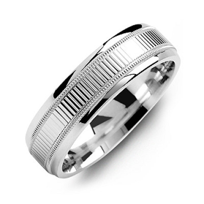 Ridged Men's Ring with Milgrain Edges - The Name Jewellery™