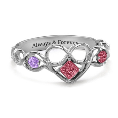 Shimmering Infinity Princess Stone Heart Ring - The Name Jewellery™