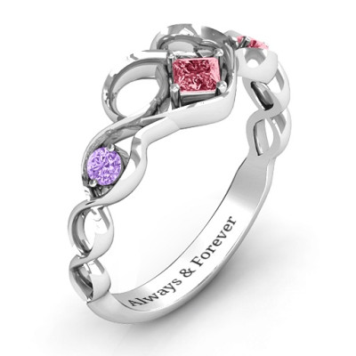 Shimmering Infinity Princess Stone Heart Ring - The Name Jewellery™