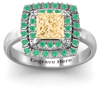 Splendid Double Halo Princess Ring - The Name Jewellery™