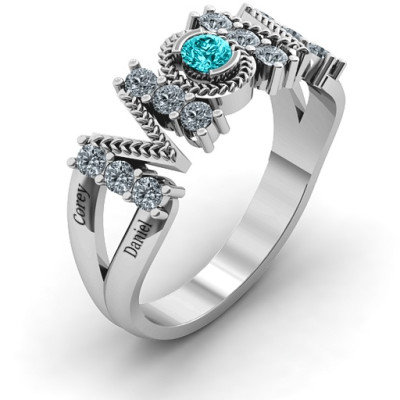 Split Shank Stone Filled MOM Ring - The Name Jewellery™