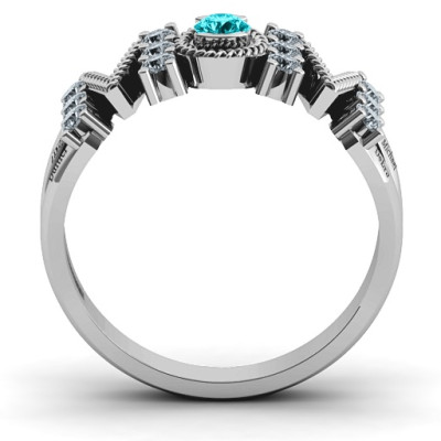 Split Shank Stone Filled MOM Ring - The Name Jewellery™