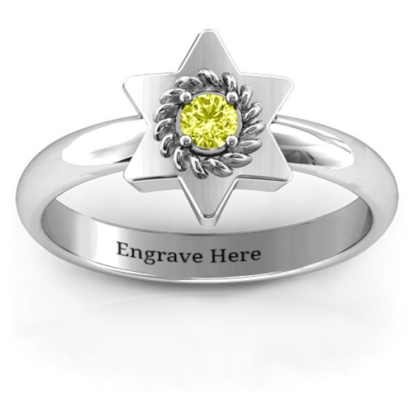 Star of David with Stone and Roping Ring - The Name Jewellery™