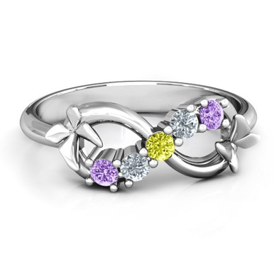 Sterling Silver 5 Stone Infinity with Soaring Butterflies - The Name Jewellery™