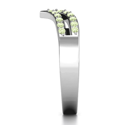 Sterling Silver Ahead Of The Curve Ring with Black Swarovski Zirconia Stones - The Name Jewellery™