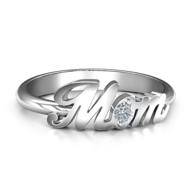 Sterling Silver All About Mom Birthstone Ring - The Name Jewellery™