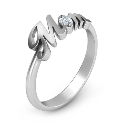 Sterling Silver All About Mom Birthstone Ring - The Name Jewellery™