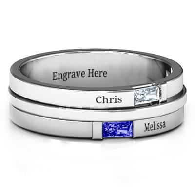 Sterling Silver Baguette Men's Ring - The Name Jewellery™