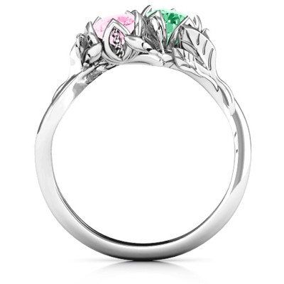Sterling Silver Be-leaf In Love Double Gemstone Floral Ring - The Name Jewellery™