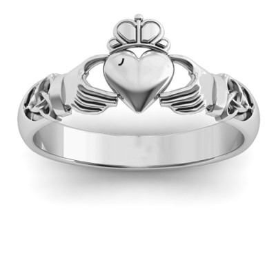 Sterling Silver Celtic Knotted Claddagh Ring - The Name Jewellery™