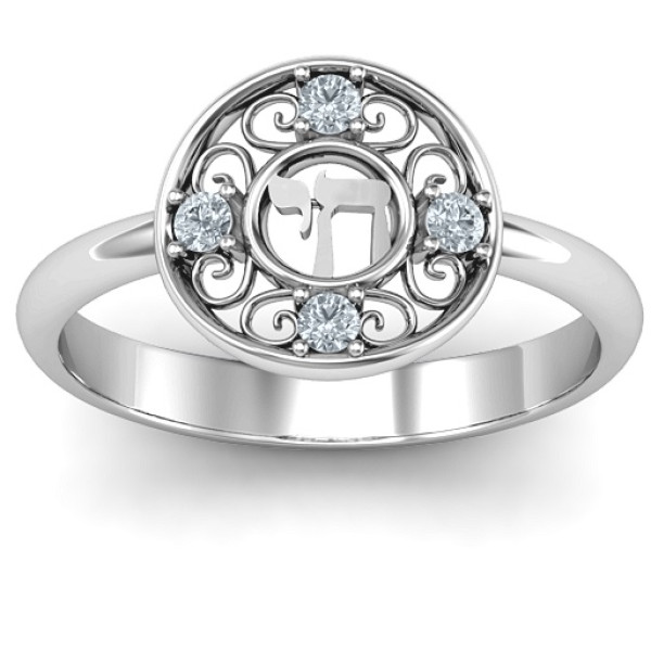 Sterling Silver Chai Filigree Ring - The Name Jewellery™