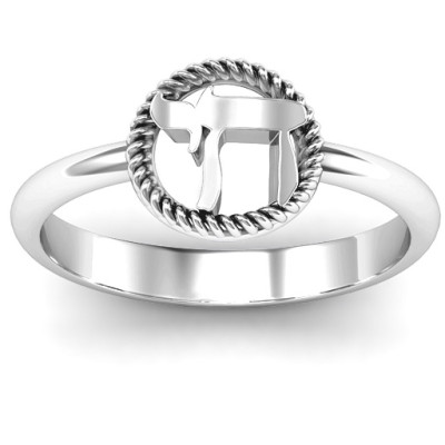 Sterling Silver Chai with Braided Halo Ring - The Name Jewellery™