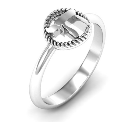 Sterling Silver Chai with Braided Halo Ring - The Name Jewellery™