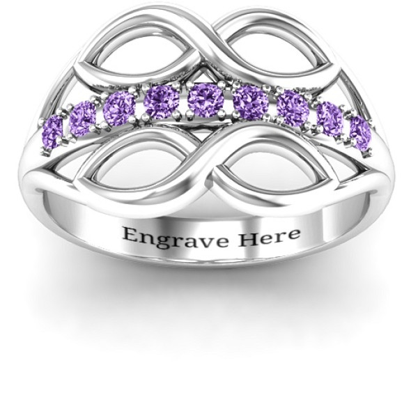 Sterling Silver Double Infinity Ring with Accents - The Name Jewellery™