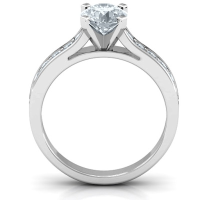 Sterling Silver Elegant Duchess Ring with Shoulder Accents - The Name Jewellery™