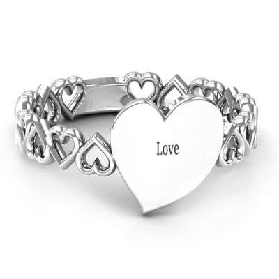 Sterling Silver Engravable Cut Out Hearts Ring - The Name Jewellery™