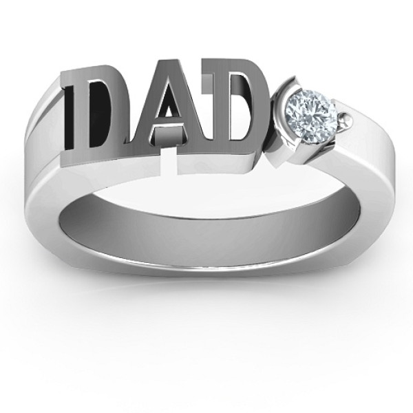 Sterling Silver Greatest Dad Birthstone Men's Ring with Peridot (Simulated) Stone - The Name Jewellery™