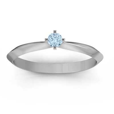 Sterling Silver Knife Edge Solitaire Ring - The Name Jewellery™