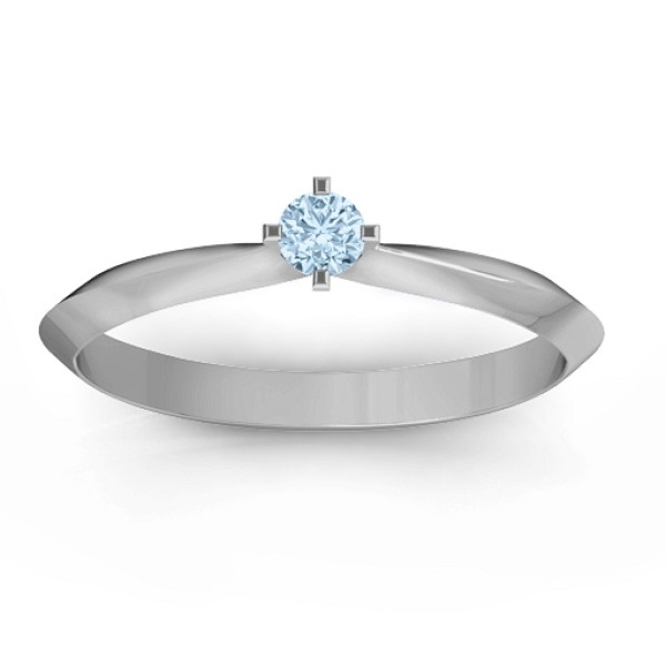 Sterling Silver Knife Edge Solitaire Ring - The Name Jewellery™