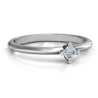 Sterling Silver L-Shaped Princess Ring - The Name Jewellery™
