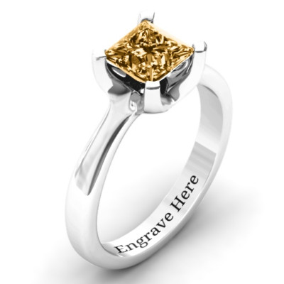 Sterling Silver Large Princess Solitaire Ring - The Name Jewellery™