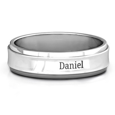 Sterling Silver Menelaus Bevelled Concave Men's Ring - The Name Jewellery™