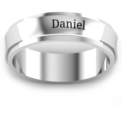 Sterling Silver Menelaus Bevelled Concave Men's Ring - The Name Jewellery™