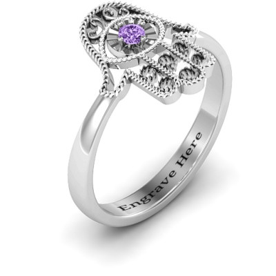 Sterling Silver Protection Hamsa Ring - The Name Jewellery™