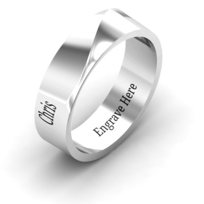 Sterling Silver Ridge Diagonal Peak Men's Ring - The Name Jewellery™