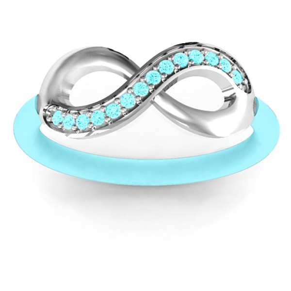 Sterling Silver Single Accent Row Infinity Ring with Changeable Bands - The Name Jewellery™