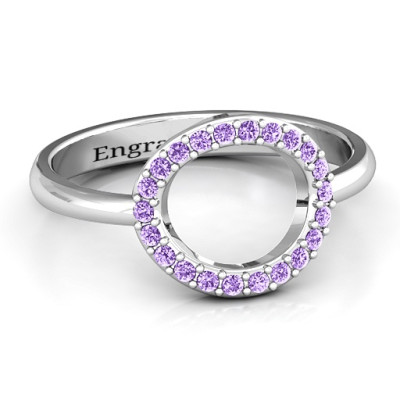 Sterling Silver Single Accented Circle Karma Ring - The Name Jewellery™