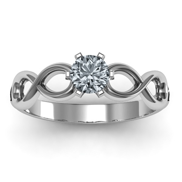 Sterling Silver Solitaire Infinity Ring - The Name Jewellery™