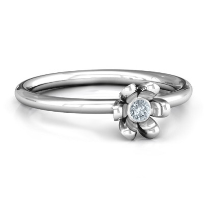 Sterling Silver Stone in 'Magnolia' Ring - The Name Jewellery™