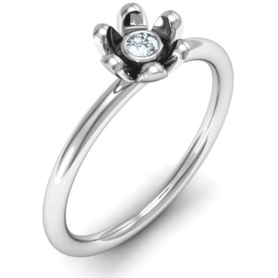 Sterling Silver Stone in 'Magnolia' Ring - The Name Jewellery™